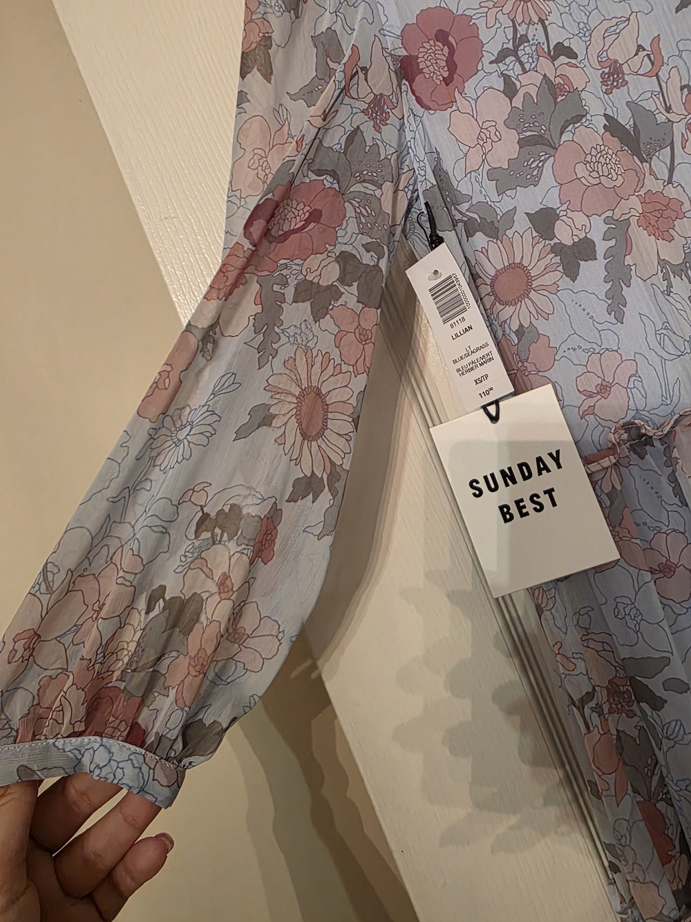 Sunday Best ' Floral Tiered Dress in Light Blue and Pink - Picture 4 of 6